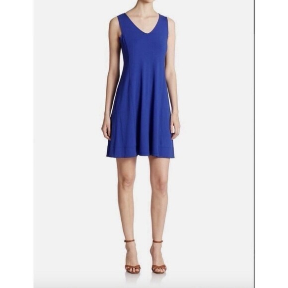 Eileen Fisher Dresses & Skirts - Eileen Fisher V-Neck Jersey Flare Dress Size XS Adriatic Blue Wrinkle Resistant